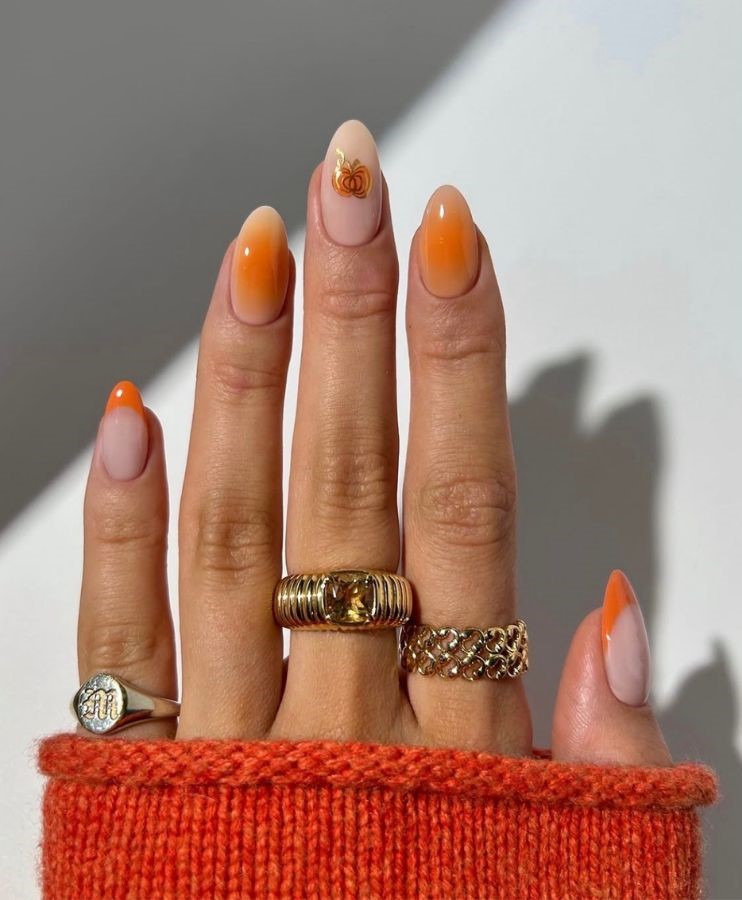 Pumpkin Orange Aura Nails